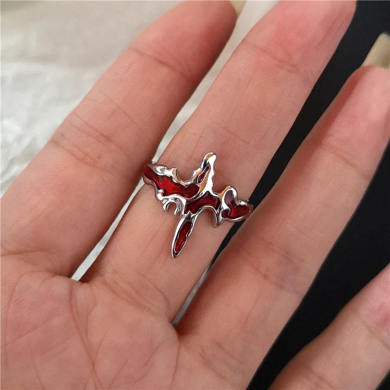 Goth Punk Heart Ring Set